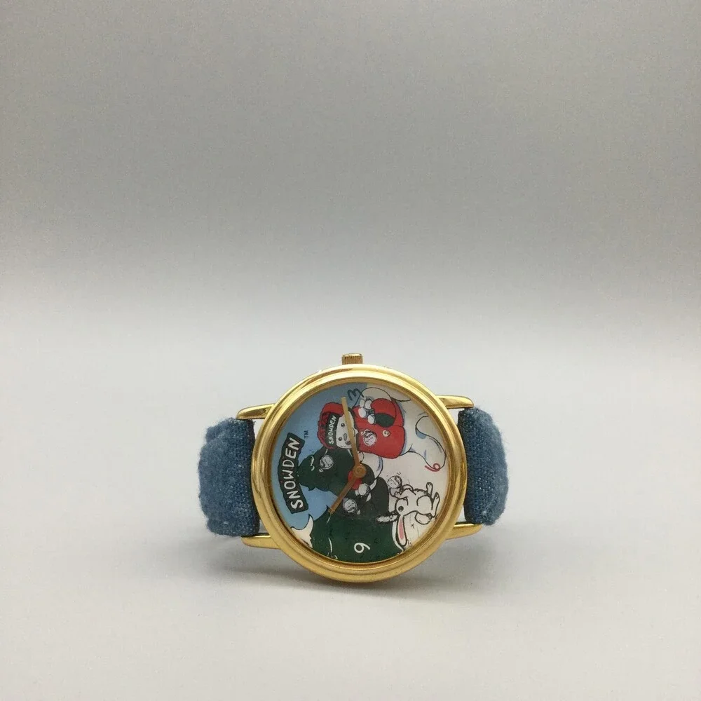 Vintage Snowden Womens Watch 34mm SNOQA09B-20 Denim Strap Snowman New Battery